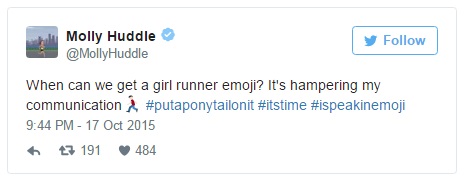 campanha da atleta Molly Huddle para criarem emoji de corredora